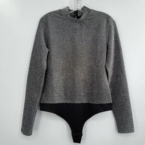 Pieces long sleeve glitter bodysuit